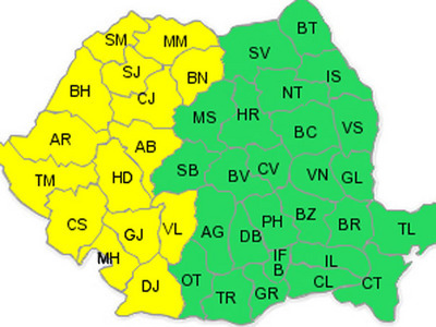Imaginea articolului Meteorologists Issue Code Yellow Alert For Rain, Hail In W Romania