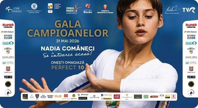 Nadia Comăneci în timpul unei competiții olimpice, gimnastică