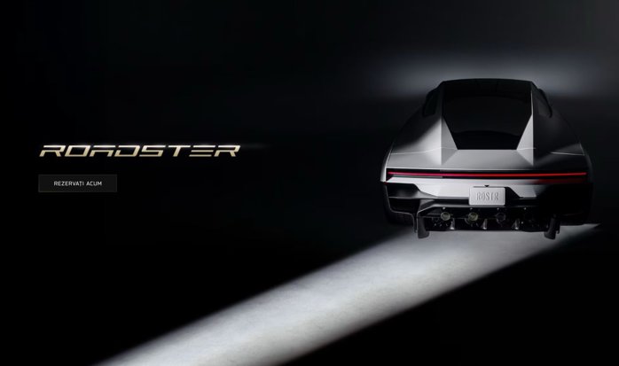 Tesla Roadster se poate rezerva şi din România: varianta “de mijloc” costă peste 230.000 de euro. Preţul final nu se cunoaşte încă, iar producţia începe abia în 2028