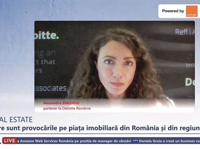 ZF Live. Alexandra Smedoiu, partener, Deloitte România: Creşterea costurilor de producţie, de manoperă şi de finanţare e cea mai mare provocare pe piaţa imobiliară