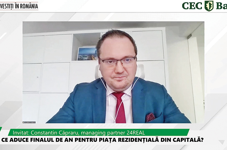 ZF Investiţi în România! Constantin Căpraru, 24REAL: Există în continuare tranzacţii pe piaţa rezidenţială, dar ele sunt efectuate în proporţie de 80% cu cash, fără finanţare bancară