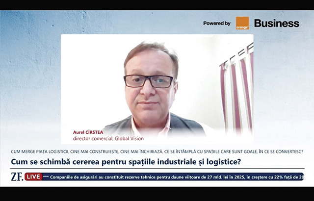 ZF Live. Aurel Cîrstea, Global Vision: Acum se construiesc spaţii industriale foarte specializate. Cererile vin din ce în ce mai mult pe industria de apărare