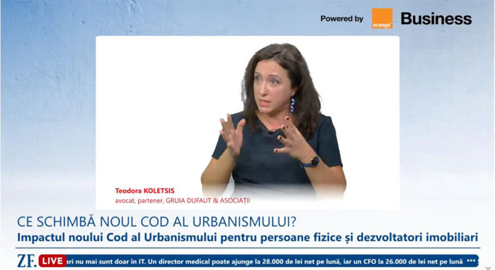 ZF Live. Teodora Koletsis, Gruia Dufat & Asociaţii: PUZ-ul recent adoptat aduce reglementări menite să îmbunătăţească calitatea vieţii, dar sigur va face investiţiile mai scumpe. 