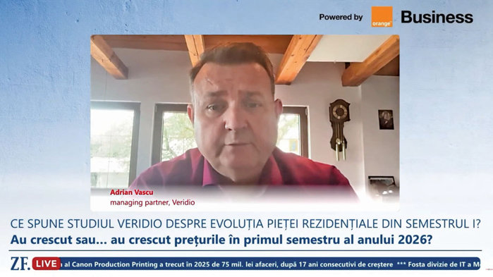 ZF Live. Adrian Vascu, Veridio: La nivel de judeţ, Clujul conduce clasamentul cu o mediană de 2.356 de euro pe metrul pătrat, urmat de Bucureşti, cu 2.110 euro pe metrul pătrat, iar la coada clasamentului se află Teleorman, cu 900 de euro, şi Hunedoara, c