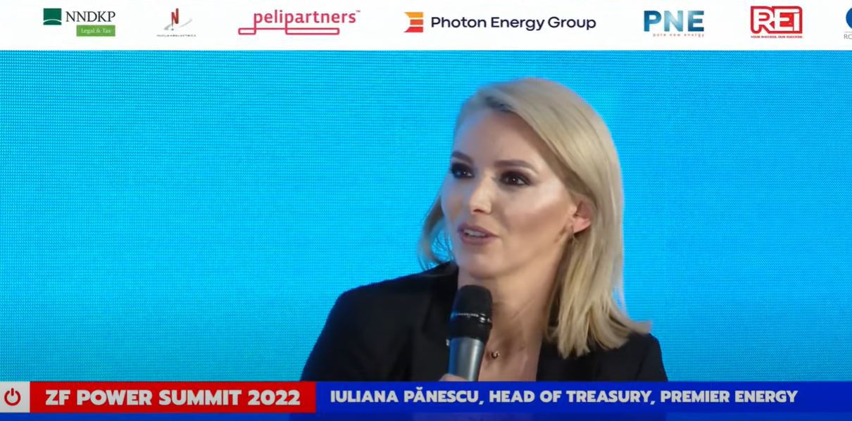 ZF Power Summit 2022. Iuliana Pănescu, head of treasury, Premier Energy: Targetul este de 300-500 MW în următorii ani în România şi în regiune. Vedem succesul în sectorul în care activăm şi îl vom replica şi în regenerabile