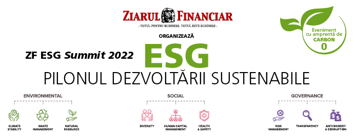 Marţi, 17 mai 2022, începe prima ediţie a ZF ESG Summit. ESG, pilonul dezvoltării durabile: două zile de dezbateri şi 40 de speakeri