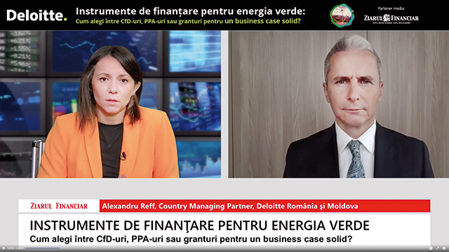 Videoconferinţa Deloitte/ZF. Alexandru Reff, Deloitte România şi Moldova: Este clar că trebuie să accelerăm tranziţia energetică. România are al doilea cel mai bun potenţial după Polonia