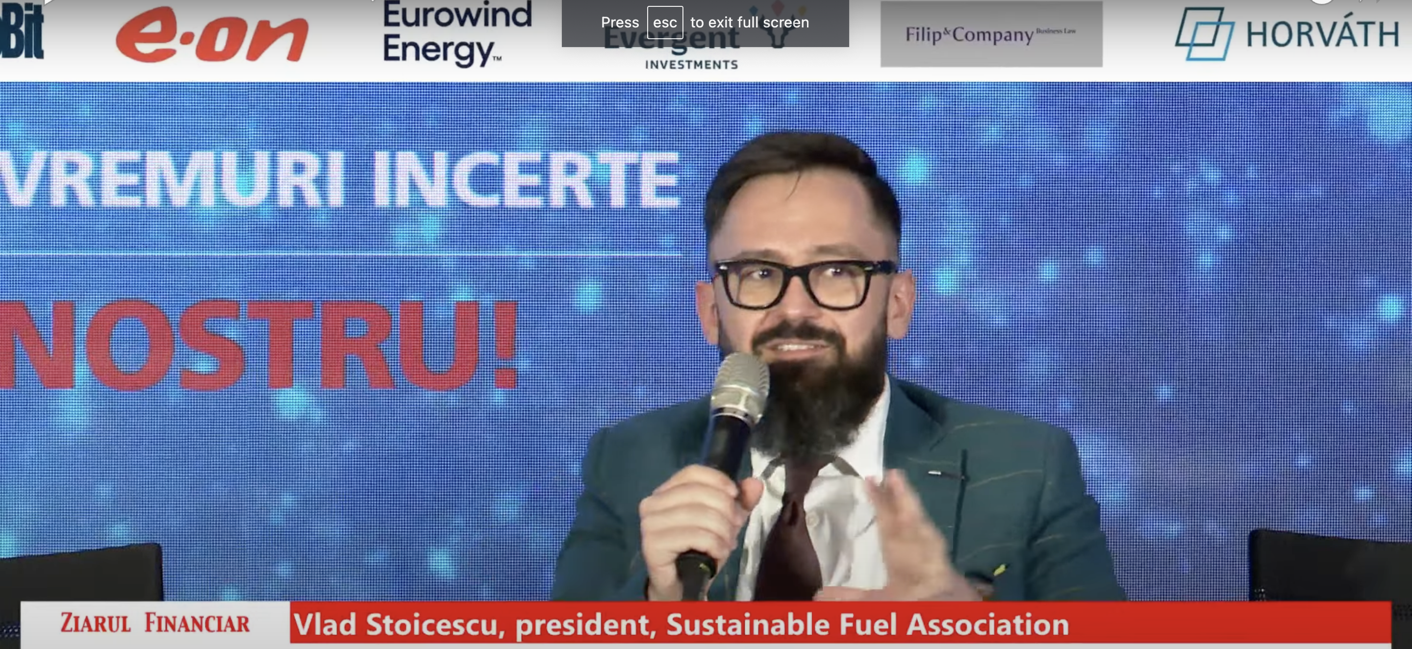 Vlad Stoicescu, preşedinte, Asociaţia pentru Combustibili Sustenabili: Este important să anunţăm toţi jucătorii industriali că se cer schimbări în piaţă, se cer parametri de sustenabilitate în producţie. Este o revoluţie verde 