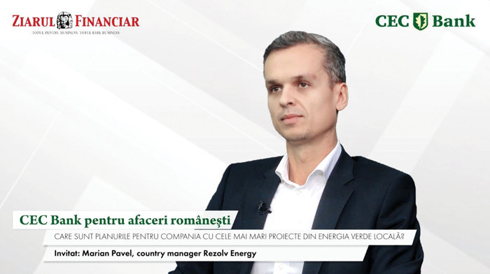 CEC Bank pentru afaceri româneşti. Marian Pavel, Rezolv Energy, compania cu cele mai mari proiecte de energie verde în şantier: Vrem un portofoliu de 4 GW până în 2030 şi ne uităm la achiziţii. Cred că sectorul energetic va avea mult de lucru în următorii 5 ani