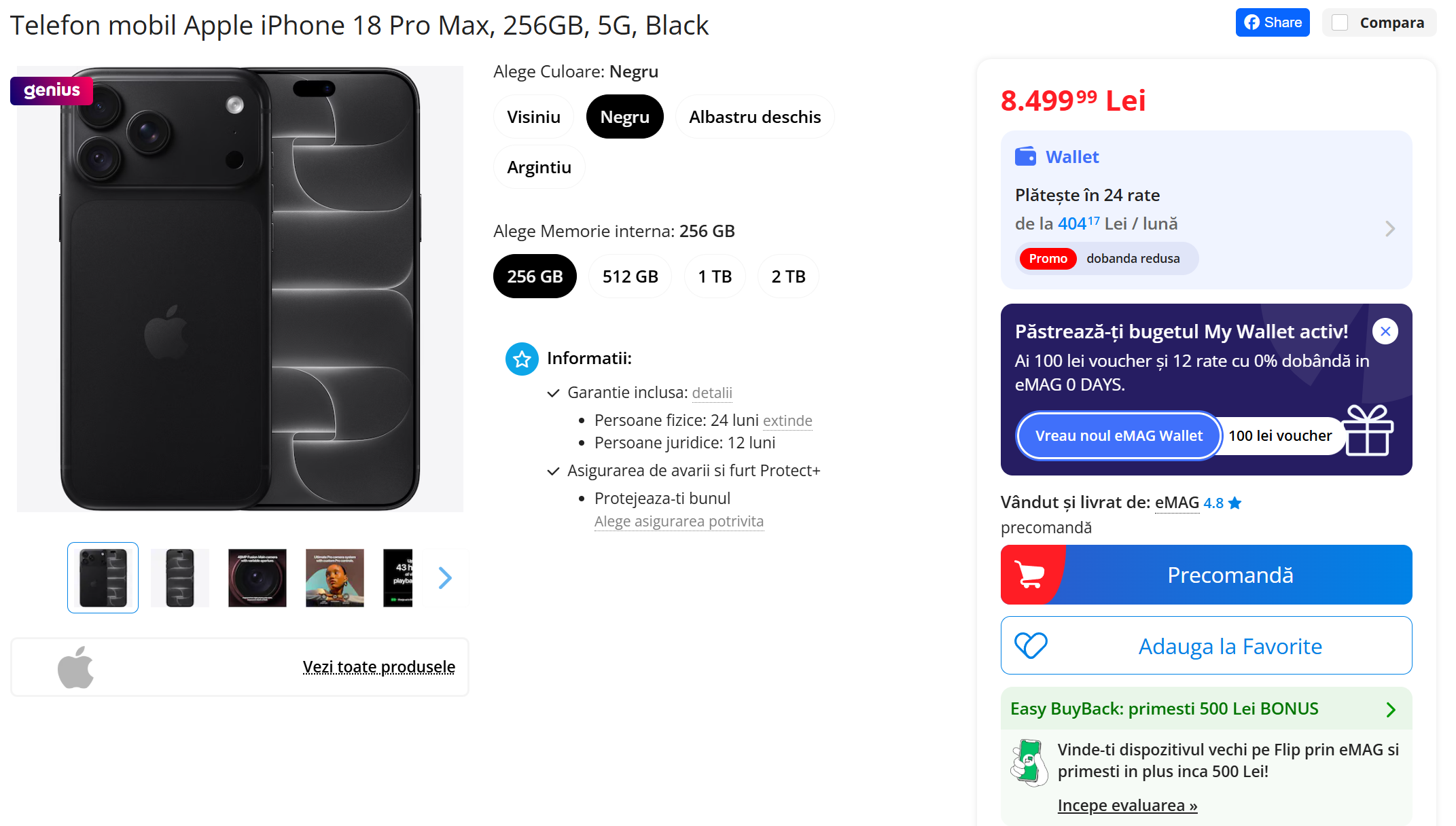 Situaţie la precomenzile de iPhone 18 Pro la eMAG....