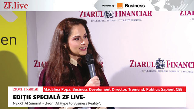 Ediţie specială ZF Live - NEXXT AI Summit. Mădălina Popa, Florin Ionescu şi Ştefan Pătra, Tremend - Publicis Sapient, companie de software din grupul francez Publicis: Experimentele cu AI au devenit uşor de pornit, dar companiile ajung la o transformare r