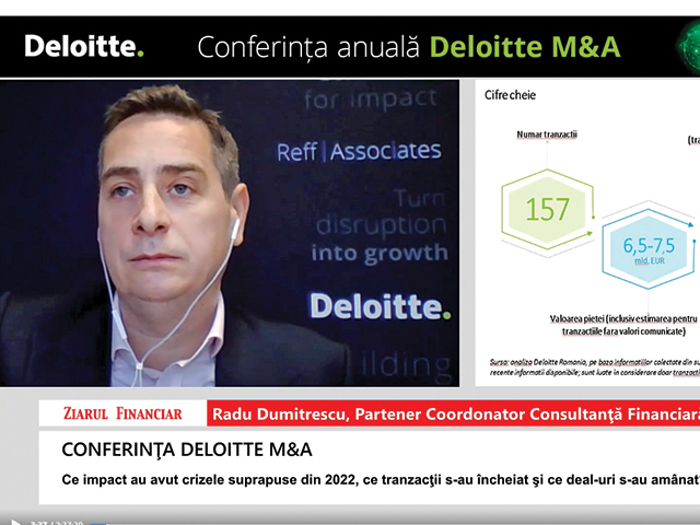 Deloitte M&A 2023. Piaţa de fuziuni şi achiziţii este într-un moment de respiro, dar din vară-toamnă se revigorează