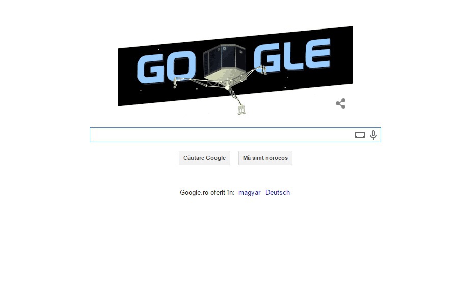 Google şi-a schimbat logoul pentru a marca plasarea robotului Philae pe cometa Ciurimov-Gherasimenko