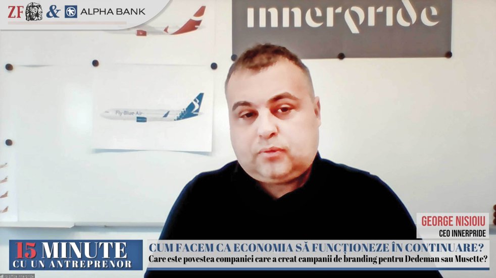 ZF 15 minute cu un antreprenor, un proiect Ziarul Financiar şi Alpha Bank. George Nisioiu, CEO al Innerpride: Relaţia cu antreprenorii din România este dificilă. Preferă investiţii în campanii de marketing în detrimentul unei strategii de brand pe termen lung