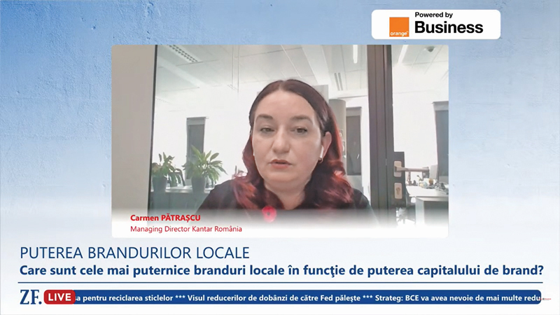 ZF LIVE. Carmen Pătraşcu, managing director, Kantar România: Chiar şi în perioadele pline de provocări companiile trebuie să continue să inoveze, să nu taie din investiţiile în brand
