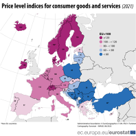 Eurostat:România şi Bulgaria, cele mai ieftine ţări UE, cu preţuri cu 44% sub media europeană.  În România sunt cele mai mici preţuri la mâncare şi sucuri