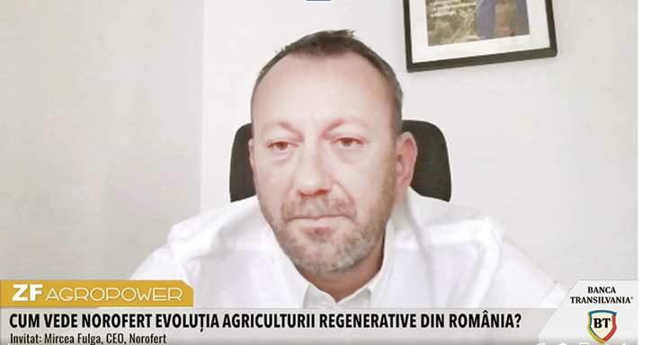 ZF Agropower. Agricultura regenerativă din România: un drum înainte sau o investiţie amânată? Mircea Fulga, CEO, Norofert: Acum se face agricultură regenerativă pe 5-7% din suprafaţă. Investiţia în retehnologizarea unei ferme pentru no till e de sute de mii de euro şi acum nu e cel mai bun moment să investeşti