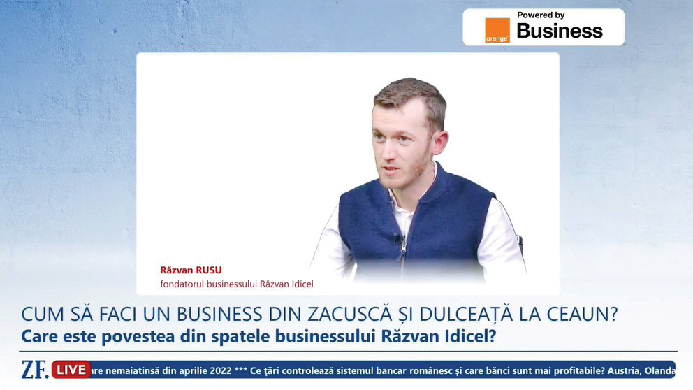 ZF Live. Răzvan Rusu, fondatorul businessului Răzvan Idicel: Anul acesta vom face o fabrică nouă în satul Idicel-Pădure, o investiţie de 1,2 mil. euro care ne va asigura eficienţa. Ţinta noastră este să ajungem să producem un milion de borcane pe an