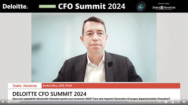 Deloitte CFO Summit 2024. Andrei Bica, Profi: Am avut o creştere de două cifre în 2023 şi ne aşteptăm la un avans similar în 2024. Se simte în ultima perioadă o reducere a volumelor