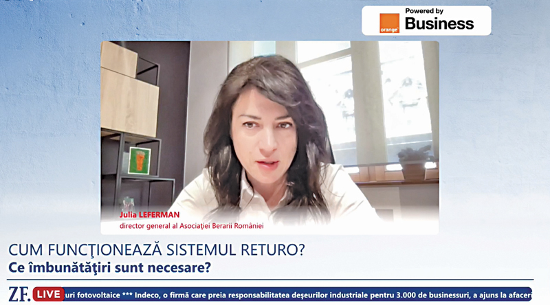 ZF Live. Julia Leferman, Asociaţia Berarii României: astăzi suntem la 15-16% grad de colectare raportat la cantitatea de ambalaje SGR aflate deja în circulaţie