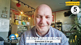 Ediţie specială Afaceri de la Zero susţinută de 5 to go. Familia Predescu administrează o cafenea 5 to go în Râşnov şi, dincolo de cafea, proiectul lor este despre crearea unei comunităţi. „Este un business cu oameni, un business cu suflet. Oamenii vin aici să se întâlnească, să socializeze, să zâmbească“