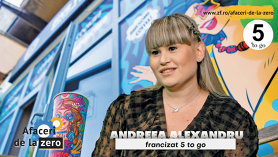 Ediţie specială Afaceri de la Zero susţinută de 5 to go. Andreea Alexandru a renunţat la contabilitate şi a devenit parte din povestea 5 to go, iar astăzi administrează două cafenele în Bolintin-Vale şi Măgurele. „Îmi doream să fac o mică schimbare în ceea ce făceam şi de aceea am aplicat pentru franciza 5 to go“