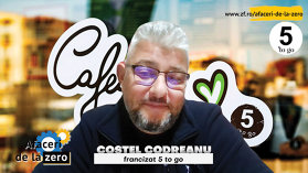Ediţie specială Afaceri de la Zero susţinută de 5 to go. Cornel Codreanu a pornit cu o primă cafenea 5 to go în Bârlad şi a ajuns să administreze patru unităţi în trei oraşe din judeţele Vaslui şi Galaţi. „Vrem să mai deschidem o cafenea“