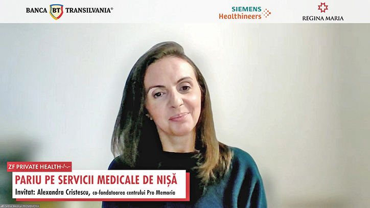 ZF Private Health. Alexandra Cristescu, centrul medical Pro Memoria din Bucureşti: Am amânat investiţia în clinica de recuperare neuromotorie pentru că nu a fost deschisă linia de fonduri europene pe care voiam să o accesăm din PNRR