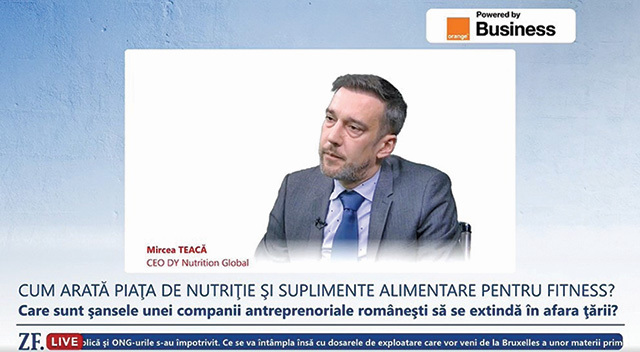 ZF Live. Mircea Teacă, CEO DY Nutrition Global: Am investit 10 mil. euro în ultimele şase luni în fosta fabrică de medicamente Polisano de la Sibiu, actuala Vitema, acolo unde urmează să ne producem in house suplimentele nutritive