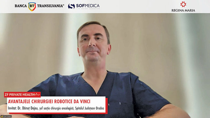 ZF Private Health. Dr. Dănuţ Dejeu, şeful secţiei de chirurgie oncologică din Spitalul Judeţean Oradea: „Este nevoie de finanţare pentru spitalele care au sisteme robotice Da Vinci, este impedimentul care stă în calea dezvoltării“