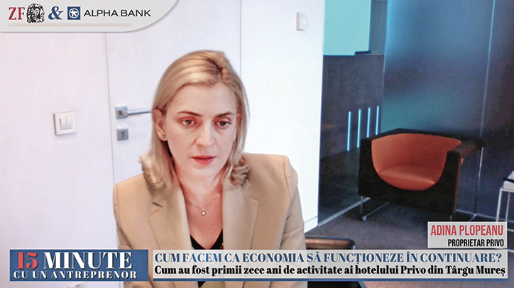 ZF 15 minute cu un antreprenor. Adina Plopeanu, proprietara hotelului Privo din Târgu-Mureş: Ne uităm la Cluj pentru dezvoltări ulterioare, dar nu cred că este momentul oportun, având în vedere creşterea preţurilor şi problemele cu forţa de muncă