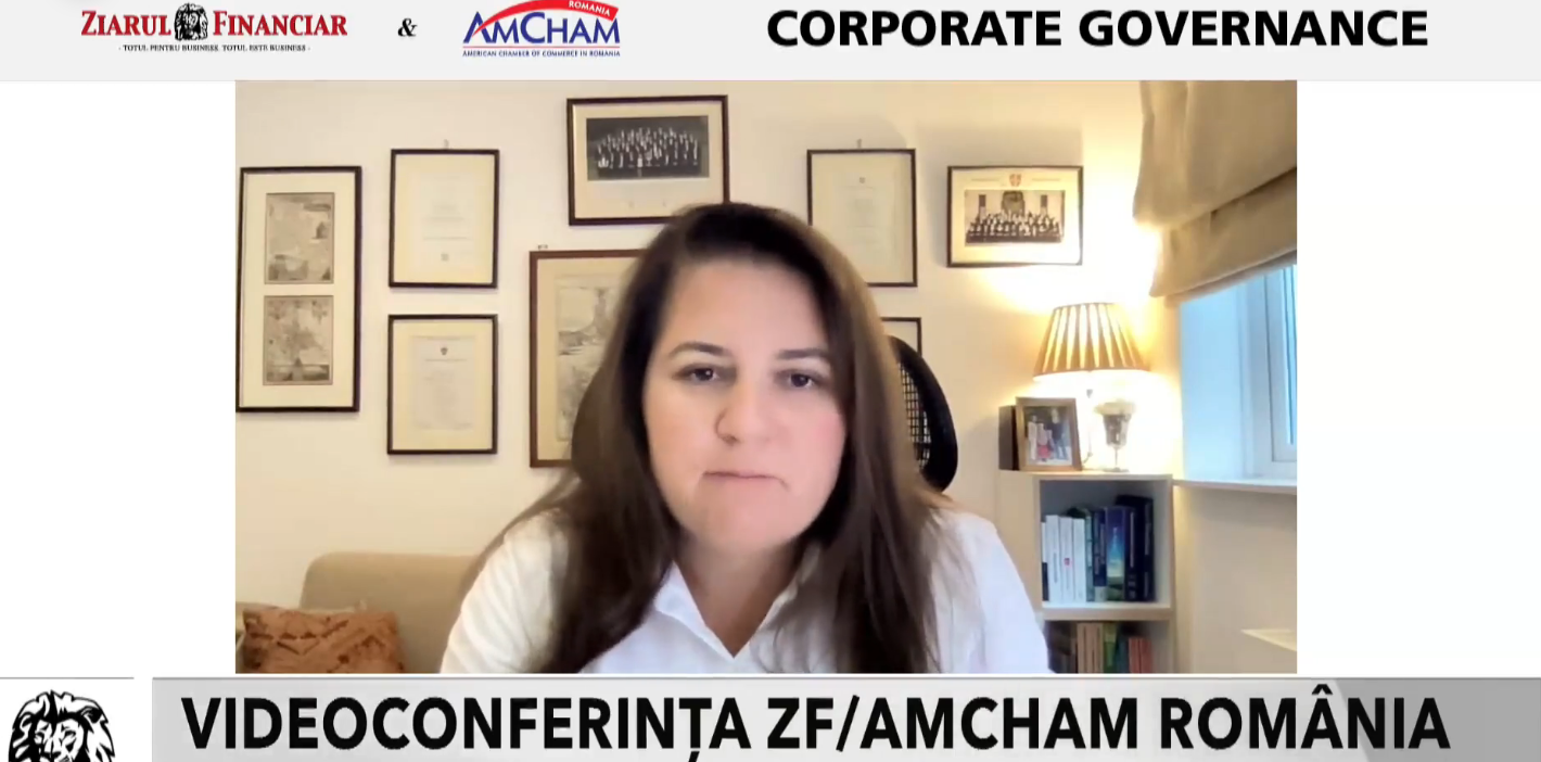 Videoconferinţa ZF AmCham România - Guvernanţa Corporativă – de la buzzword la pilon strategic pentru dezvoltarea sustenabilă, ediţia a 2-a. Andreea Petreanu, Mizuho International, independent non-executive director, Globalworth: Unele companii sunt prea mici să ţină pasul cu toate cerinţele care au devenit de tip reglementator, sunt sub presiune financiară, presiune organizatorică