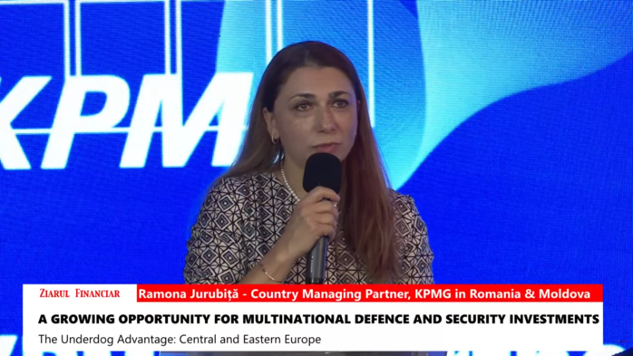 Conferinţa KPMG şi ZF: Europa Centrală şi de Est – O oportunitate în creştere pentru investiţiile multinaţionale în domeniul apărării şi securităţii. Ramona Jurubiţă, KPMG România şi Republica Moldova: Investiţiile în apărare nu sunt doar un episod, sunte