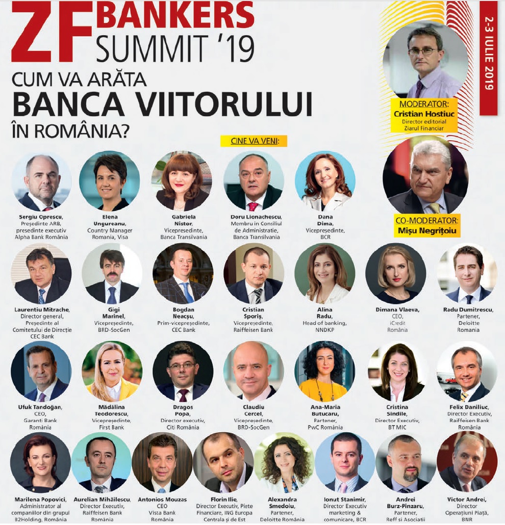 UrmeazÄ ZF Bankers '19, 2-3 iulie: Cum va arÄta banca viitorului Ã®n RomÃ¢nia. Cine vine la conferinÅ£Ä