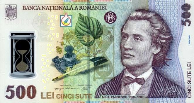 Eminescu, un bun indicator pentru inflaţie şi pentru creşterea cursului valutar: Câte bancnote de 500 de lei cu imaginea celui mai mare poet român sunt pe piaţă