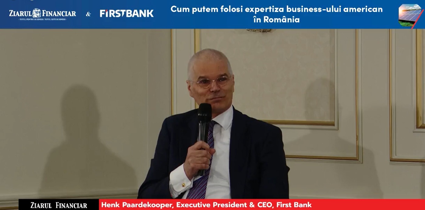 Henk Paardekooper, First Bank: Când situaţia economică este bună, ai creştere economică, nu ai inflaţie, este relativ uşor să conduci un business. Businessurile de calitate sunt acelea care rezistă vremurilor incerte. Un business bun este unul care nu stă nemişcat, ci se mişcă şi continuă să investească