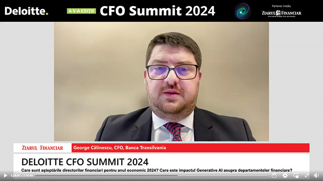  Deloitte CFO Summit 2024. George Călinescu, CFO, Banca Transilvania: Macroeconomic, 2024 va fi un an relativ bun