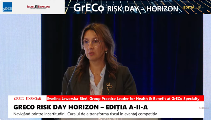 Ewelina Jaworska-Bień, Group Practice Leader for Health & Benefit at GrECo: Riscul asociat oamenilor este un risc de business. Angajatorii nu trebuie să adauge mai multe beneficii sau să cheltuiască mai mulţi bani, ci să analizeze mai exigent investiţiile