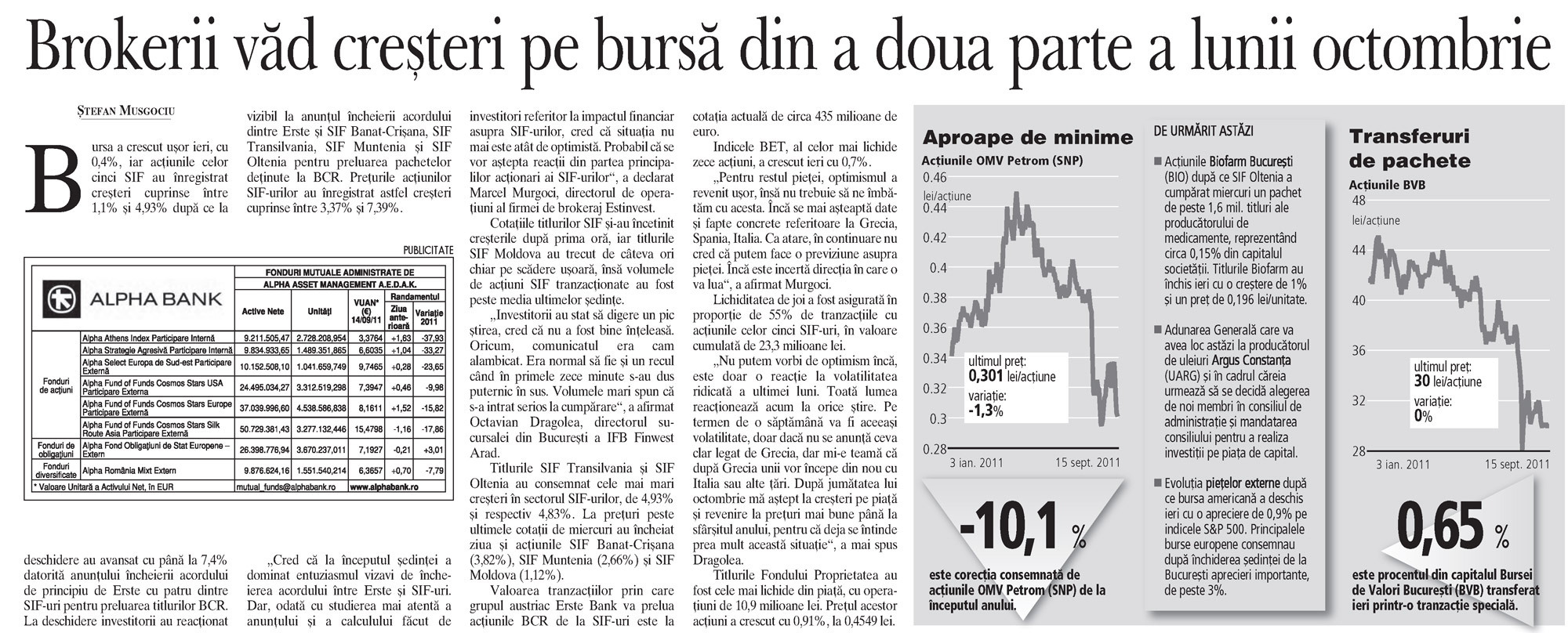 SIF Banat-Crişana, singura societate care mai are...