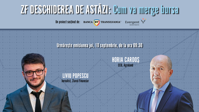 REDIFUZARE ZF DESCHIDEREA DE ASTĂZI. Cum va merge bursa. Urmăriţi o discuţie vineri, 23 octombrie 2026, ora 09:30 cu Horia Cardoş, fondator şi CEO Agroland