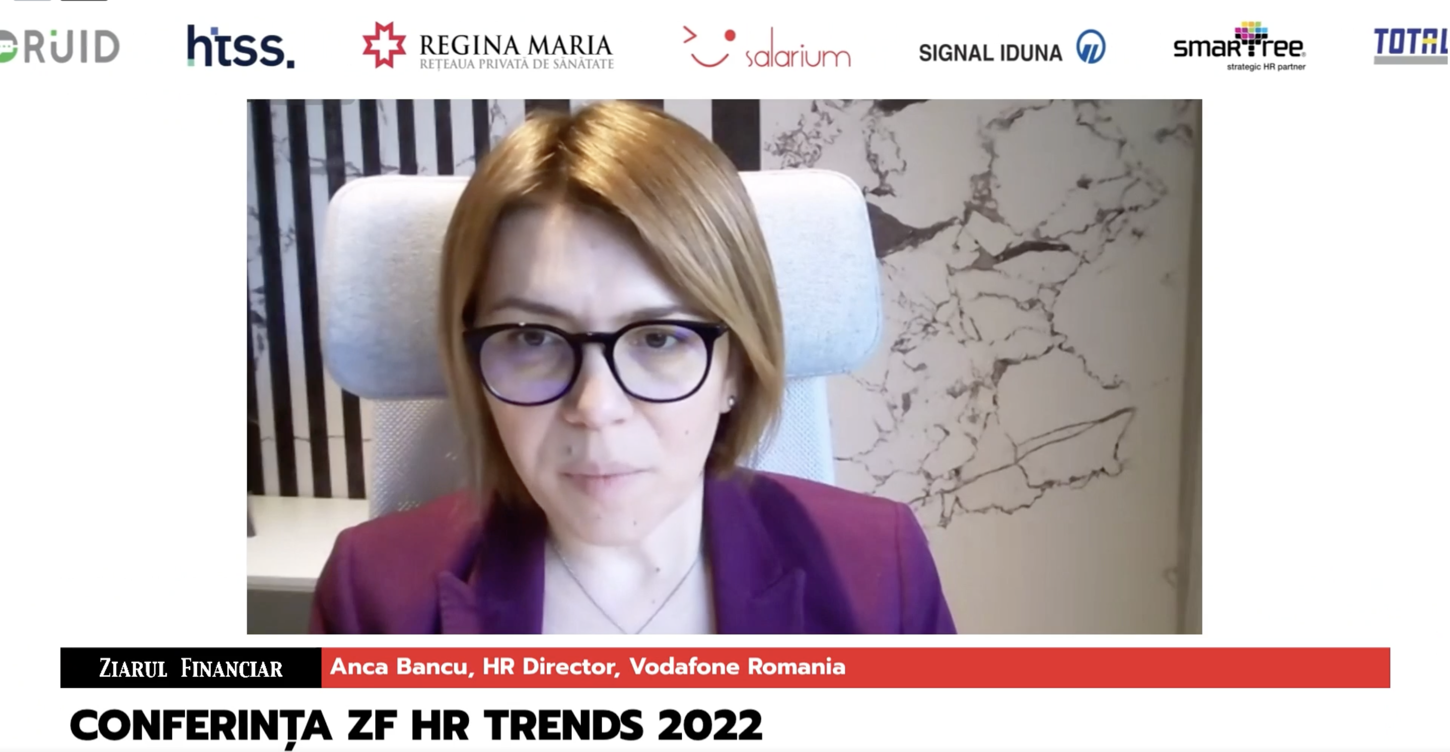 Conferinţa ZF HR Trends 2022: Resetarea pieţei muncii. Anca Bancu, HR Director, Vodafone România: Continuăm recrutarea în partea de tehnologie. Avem un target la nivel global de peste 7.000 de angajaţi în zona de IT