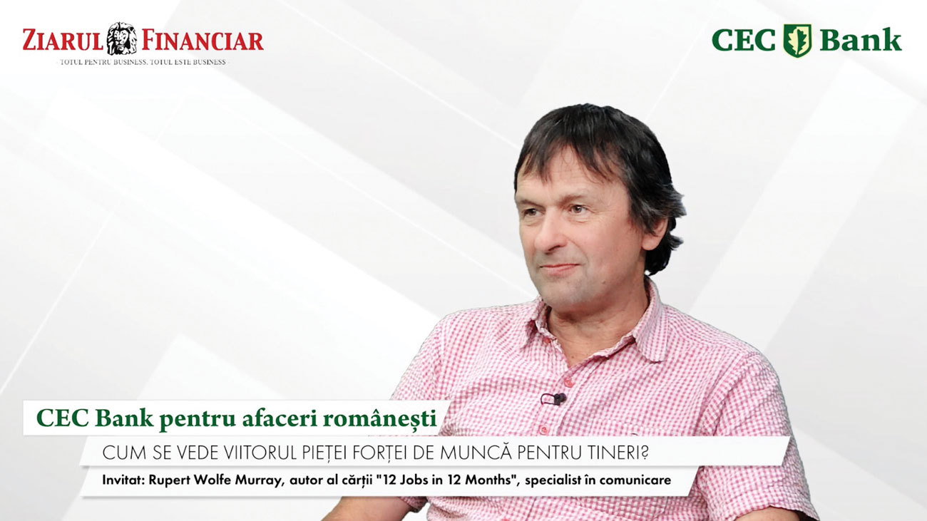 CEC Bank pentru afaceri româneşti. Rupert Wolfe Murray, autorul cărţii „12 Jobs in 12 Months“: O meserie poate deveni o afacere. Întâi eşti grădinar, îţi faci o reputaţie, apoi ai o dubiţă, echipamente şi angajaţi. Aproape doi din zece tineri români de 15-29 de ani nici nu învaţă, nici nu muncesc, cea mai mare pondere din UE 