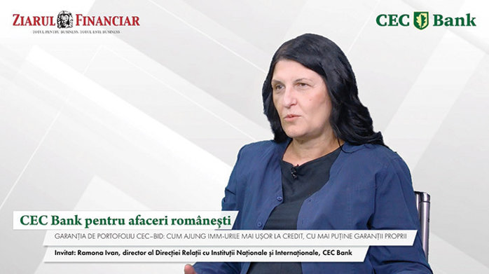 CEC Bank pentru afaceri româneşti, un proiect ZF şi CEC Bank. Garanţia de portofoliu acoperă gratuit până la 80% din credit. Ramona Ivan, CEC Bank: Pot lua un credit cu o garanţie gratuită, într-o proporţie foarte mare, şi la un preţ mai bun decât cel sta