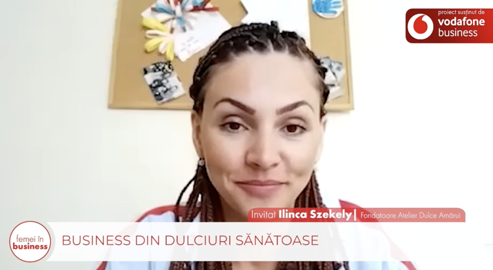 Proiect ZF/Vodafone. Femei în Business. Ilinca Szekely, fondatoare, Atelier Dulce Amărui:  România este codaşă la consumul de prăjituri fără zahăr, dar oamenii încep încet-încet să fie mai atenţi la ce mănâncă, să elimine din zahăr