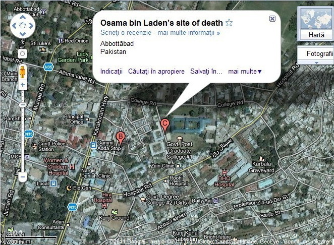 Google Maps arată unde a murit Osama Bin Laden