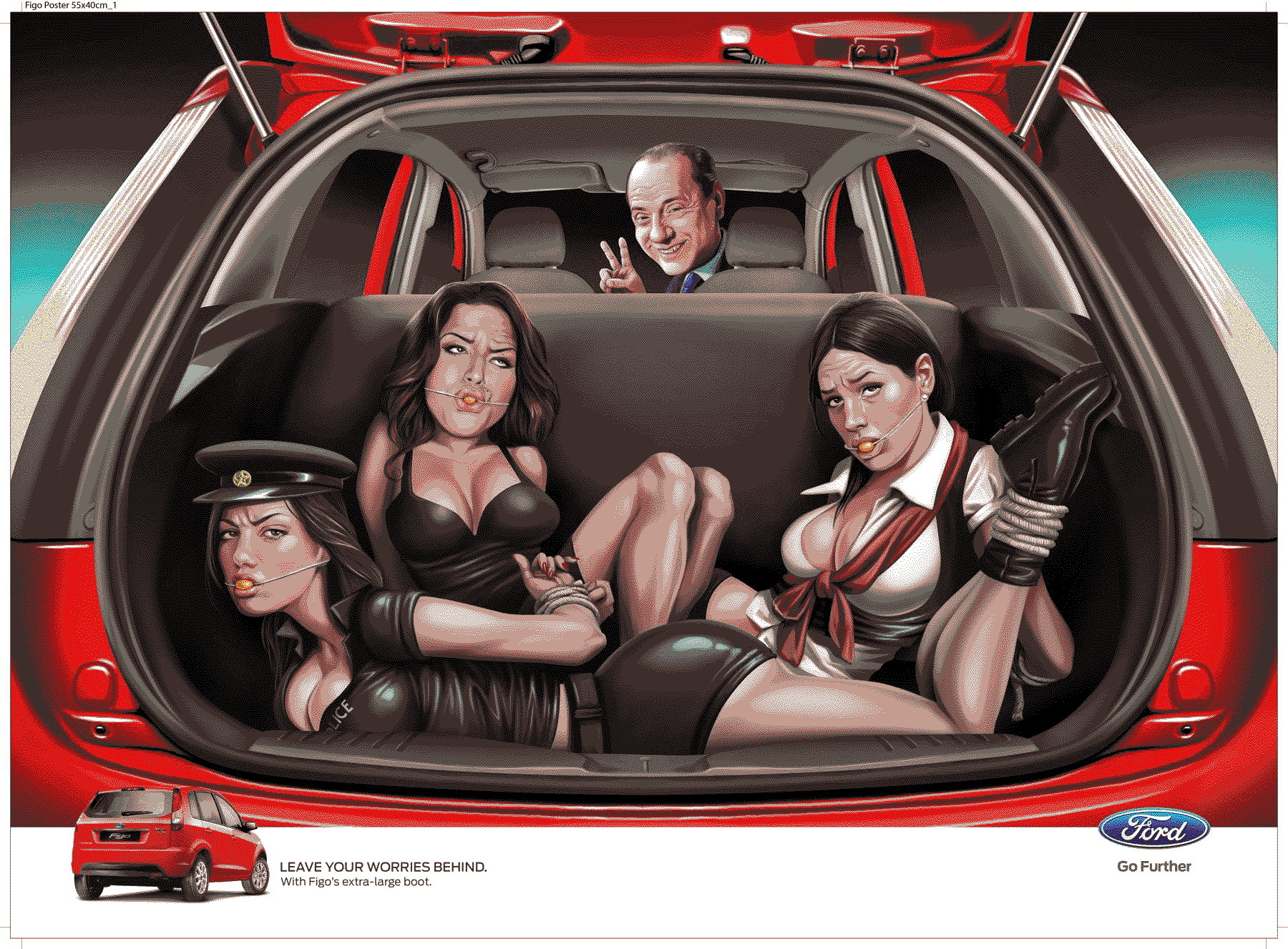 Ford India cere scuze pentru o reclamă în care Berlusconi conducea o maşină cu femei în portbagaj
