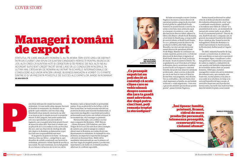 Exportul managerilor români: ce multinaţionale şi-au recrutat executivii de pe piaţa locală