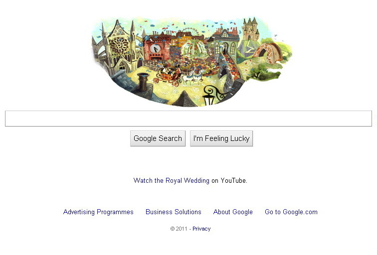 Google îşi schimbă logo-ul de pe pagina din Marea Britanie cu ocazia nunţii regale