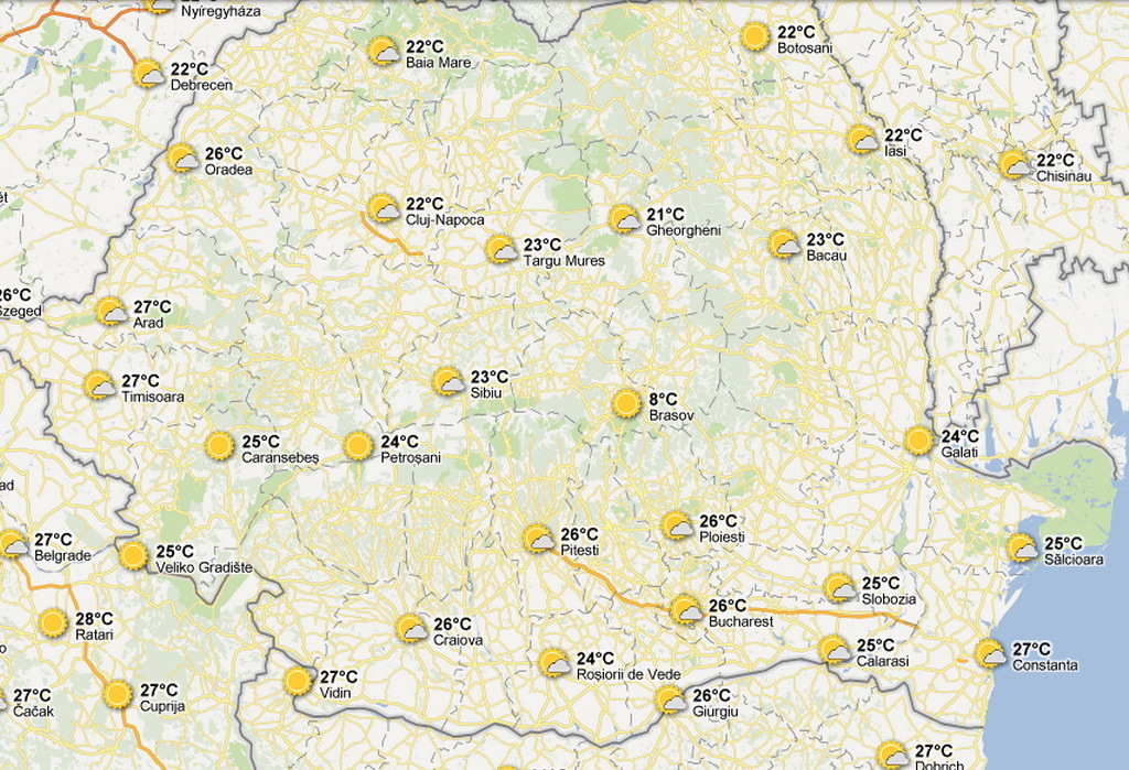 Google Maps oferă şi informaţii meteo