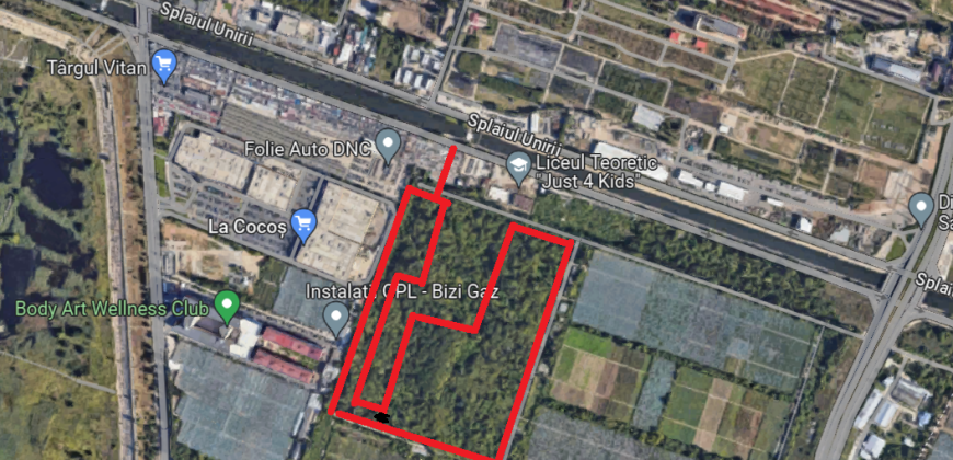 (P) De vânzare: Teren intravilan în suprafaţă de 103.131 mp (10 hectare), situat în Bucureşti, str. Splaiul Unirii, nr. 452A, 454A-456A, 456, 458, Sector 4